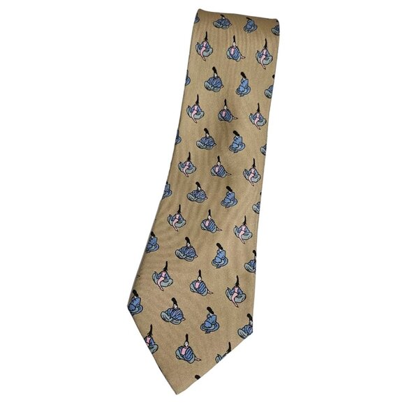 HERMÈS 7284 MA Rare Silk Tie FRANCE Beige Blue Pink Japanese Man W:3.4" EUC - Picture 1 of 4